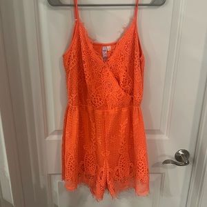 neon orange/pink romper sz large